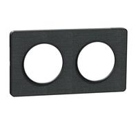 Plaque de finition 2 postes Schneider Electric Odace Kvadrat S540804KB coloris noir avec liseré anthracite l.156 x P.10 x H.85 mm