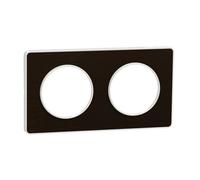 Plaque de finition 2 postes Schneider Electric Odace Touch S520804L coloris bronze avec liseré blanc l.156 x P.10 x H.85 mm