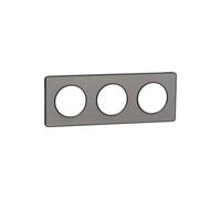 Plaque de finition 3 postes Odace Touch Aluminium liseré anthracite Schneider