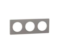 Plaque de finition 3 postes Odace Touch Aluminium liseré blanc Schneider