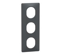 Schneider Electric – Plaque de finition Ovalis S340726 verticale 3 postes entraxe 71 mm Anthracite