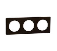 Plaque de finition 3 postes Schneider Electric Odace Touch S520806L coloris bronze avec liseré blanc l.227 x P.10 x H.85 mm