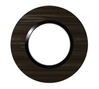 Legrand – Plaque de finition Dooxie ronde 1 poste effet bois ébène avec bague noire brillante