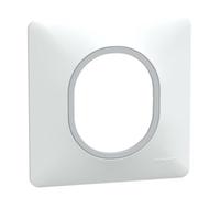 Plaque de finition Ovalis - Blanc bague en Argent Chromé - 1 poste