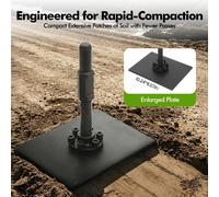 Plaque de frappe pour marteau-piqueur - Acier 40CR - Tige de fixation de 30 mm - Manche de 27 cm - Poignée en caoutchouc 65A - Dimensions : 27 x 26 x 20,5 cm - Couleur : Noir