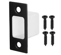 Plaque de Gâche Noire en Acier Inoxydable Boîtier et Vis | Trousse de Remplacement pour Pêne Dormant, Trous Intégrés, Pose DIY Rapide, Cadre de Porte, Réparation de Serrure Intérieure
