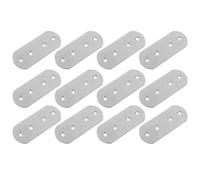 Plaque de Jonction en Acier Inoxydable Métallique 12 Pièces | Plaque Plate Perforée, Trous de Montage Standard, Finition Brossée Argentée, pour Étagères et Armoires