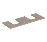 Plaque de lavabo Geberit ONE, découpe double, pour lavabo à poser en forme de coupe, 135x3x47cm, 505.276.00.6, Couleur: Structure en bois de noyer hickory / mélamine