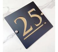 Plaque de numéro de maison en acrylique personnalisée 3D noire et argentée avec le nom de la rue | Police moderne | Plaque de numéro de maison pour adresse de magasin | Plaque d'adresse personnalisée