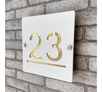 Plaque de numéro de maison personnalisée 3D en acrylique blanc et doré, numéros flottants avec adresse, plaque de porte intérieure et extérieure, idéale pour maison, hôtel, appartement, magasin