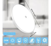 Plaque de plafond LED 6500K avec détecteur de mouvement - 24W - Angle de détection de 120° - Indice de protection IP20 - Montage en surface - 220V - Blanc froid