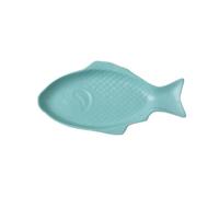Plaque de porcelaine blanche, Assiette rectangulaire en céramique en forme de poisson irrégulier for poisson cuit à la vapeur, multicolore(Blu)