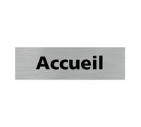 Plaque de porte accueil - SIGNALETIQUE.BIZ FRANCE - Q0137 - Gris - Métal - Artisanal