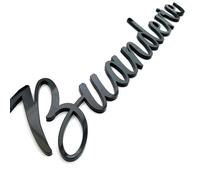 Plaque de porte Buanderie, plexi noir 4 mm, texte décoratif adhésif 3D