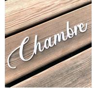 Plaque de porte Chambre, plexi blanc 4 mm, texte décoratif adhésif 3D