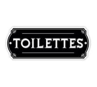 Plaque de porte - Décoration murale - Métal - Toilettes - Noir - Mixte