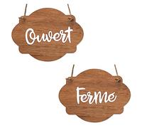 Plaque de porte en bois avec ventouse et cordelette Panneau ouvert fermé, pancarte toilettes, salle de bain... -