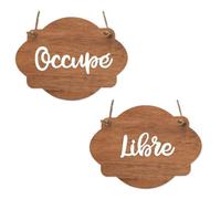 Plaque de porte en bois - SIGNALETIQUE.BIZ FRANCE - Panneau ouvert fermé - Bois Foncé