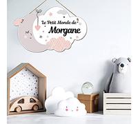 Plaque de Porte Fille Nuage Rose. Plaque Plexi. Plaque Chambre Enfant. Plaque Personnalisable avec Prénom. Décoration Chambre Le Petit Monde De - avec Support en plexi et Renfort