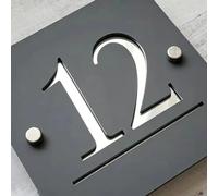 Plaque de porte personnalisée moderne en acrylique mat noir et gris, plaque de nom d'adresse extérieure Black Black