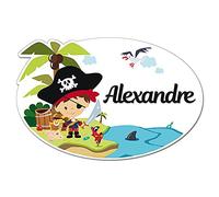 Plaque de Porte Personnalisée Plexi Pirate. Plaque Chambre Enfant. Plaque Plexiglass Personnalisable avec Prénom. Décoration Chambre Enfant Pirate - 2 perçages en Haut