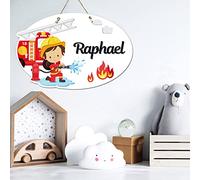 Plaque de Porte Pompier Personnalisée Plexi. Plaque Chambre Enfant. Plaque Plexiglass Personnalisable avec Prénom. Décoration Chambre Enfant Pompier.