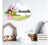 Plaque de Porte Princesse Personnalisée Plexi. Plaque Chambre Enfant. Plaque Plexiglass Personnalisable avec Prénom. Décoration Chambre Enfant Château - 2 perçages en Haut