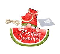 Plaque de Porte Suspendue été Gnome Pastèque en Bois Décoratif | Style Plage Estival, Décoration Extérieure de Fête, Motif Coloré, Panneau Mural Charmant pour Porche