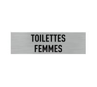 PLAQUE DE PORTE TOILETTES FEMMES (Q0021) - Adhésif aspect aluminium brossé Adhésif Aspect Aluminium Brossé