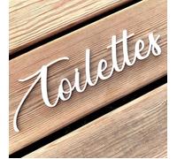 Plaque de porte Toilettes, plexi blanc 4 mm, texte décoratif adhésif 3D