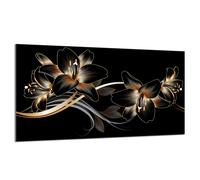 Plaque de recouvrement 90x52 pour cuisinière Vitrocéramiquefeld Couverture anti-éclaboussures Plaque en verre Deko Planche à découper, Orchidée Noir