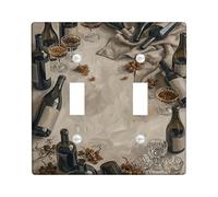 Plaque de protection pour bouteilles de vin de cuisine - Double interrupteur - Rustique et élégant - En plastique marron - Taille standard - Décoration pour la maison, le salon, l'appartement