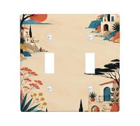 Plaque de protection pour double interrupteur à bascule en plastique beige chaud pour maison, salon, chambre à coucher, salle de bain