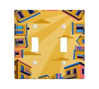 Plaque de protection pour double interrupteur de bâtiment, moderne coloré pour fenêtre, balcon, été, jaune d'été, taille standard, plaques d'interrupteur mural pour salon, chambre à coucher