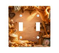Plaque de protection pour double interrupteur en forme de chat - Biscuit fantaisie rustique - Farine d'automne - Plastique beige chaud - Taille standard - Pour nouvel appartement, maison, chambre à
