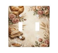Plaque de protection pour double interrupteur mural en plastique beige - Taille standard - Pour chambre à coucher, salle de bain, cuisine, entrée