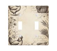 Plaque de protection pour double interrupteur - Style vintage rustique - En plastique beige - Taille standard - Pour maison, salon, chambre à coucher, salle de bain