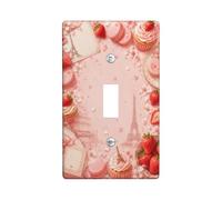 Plaque de protection pour interrupteur à bascule en plastique de taille standard Motif tour de Paris romantique vintage cupcake fraise printemps pêche Taille standard pour maison, salon, nouvel