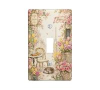 Plaque de protection pour interrupteur à bascule - Style vintage romantique - Tour de Paris - Printemps - En plastique - Taille standard - Pour maison, salon, chambre à coucher, salle de bain (simple)