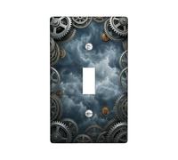 Plaque de protection pour interrupteur à engrenages - Nuages industriels Steampunk - En métal - Sans plastique gris - Taille standard - Décoration pour nouvel appartement, maison, chambre à coucher