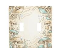 Plaque de protection pour interrupteur double en forme de champignon, nature bohémienne, algue, étoile de mer, beige, taille standard, en plastique, décoration pour chambre à coucher, salle de bain