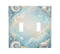 Plaque de protection pour interrupteur double en forme de coquille, motif algues côtières élégantes en plastique bleu d'été, taille standard, décoration pour nouvel appartement, maison, chambre à