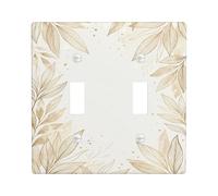 Plaque de protection pour interrupteur double en forme de feuilles, branches florales naturelles et élégantes, en plastique beige automne, taille standard, pour la maison, le salon, la décoration