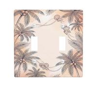 Plaque de protection pour interrupteur double en forme de palmier - Coquillage côtier tropical - Perle d'été - En plastique - Taille standard - Pour maison, salon, nouvel appartement