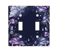 Plaque de protection pour interrupteur double en forme de papillon, champignons fantaisie, feuilles d'automne en plastique violet taille standard, décoration pour nouvel appartement, maison, chambre à