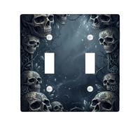 Plaque de protection pour interrupteur double en forme de tête de mort, style gothique rose foncé, en plastique noir, taille standard, pour décoration d'appartement