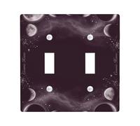 Plaque de protection pour interrupteur double lune - Étoiles mystiques cosmiques et nuages - En plastique noir - Taille standard - Décoration pour salon, chambre à coucher, maison et bureau