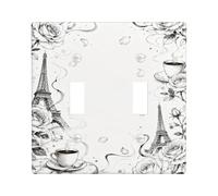 Plaque de protection pour interrupteur double tour de Paris, élégante tasse à café vintage en plastique noir, taille standard pour nouvel appartement, maison, chambre à coucher, bureau