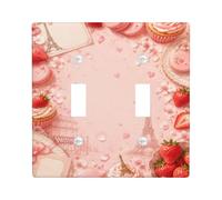 Plaque de protection pour interrupteur double tour de Paris, romantique vintage, cupcake fraise, printemps, pêche, plastique, taille standard, décoration pour maison, salon, nouvel appartement