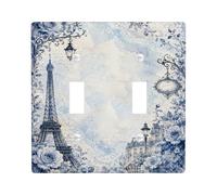 Plaque de protection pour interrupteur double tour de Paris, vintage romantique, lampadaire de rue en plastique bleu, taille standard pour nouvel appartement, maison, chambre à coucher, bureau